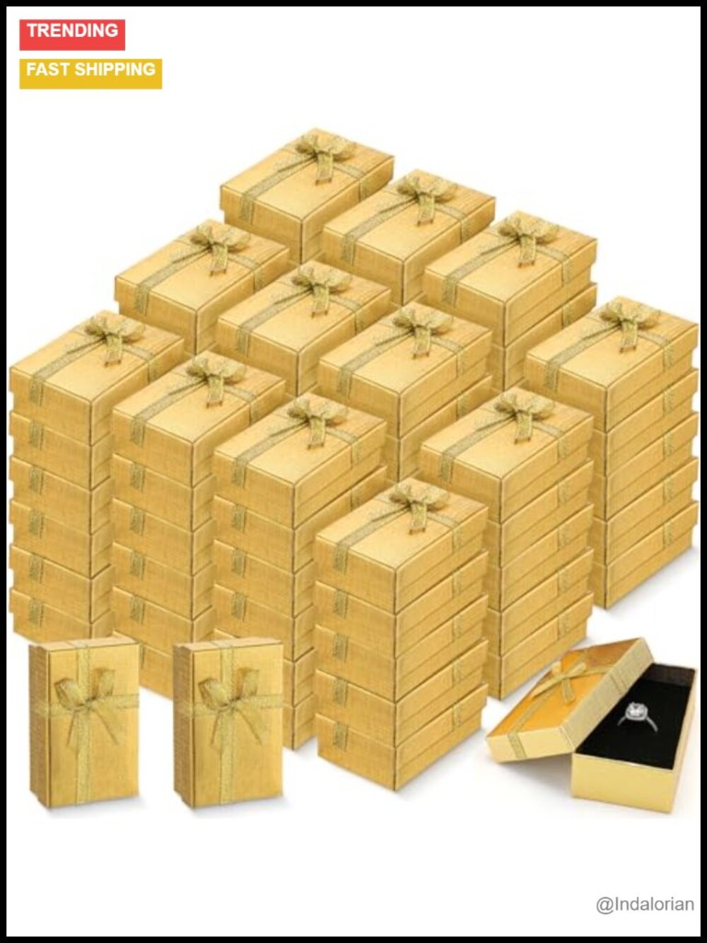 72 Pc Jewelry Gift Boxes with Ribbon Bowknots Ring Necklace Packaging